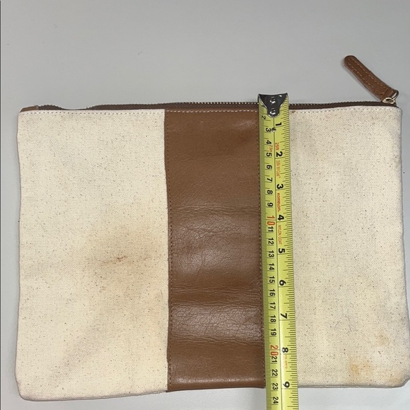 Mud Pie Miller Canvas and faux Leather Clutch/ makeup/ pouch - Picture 11 of 12